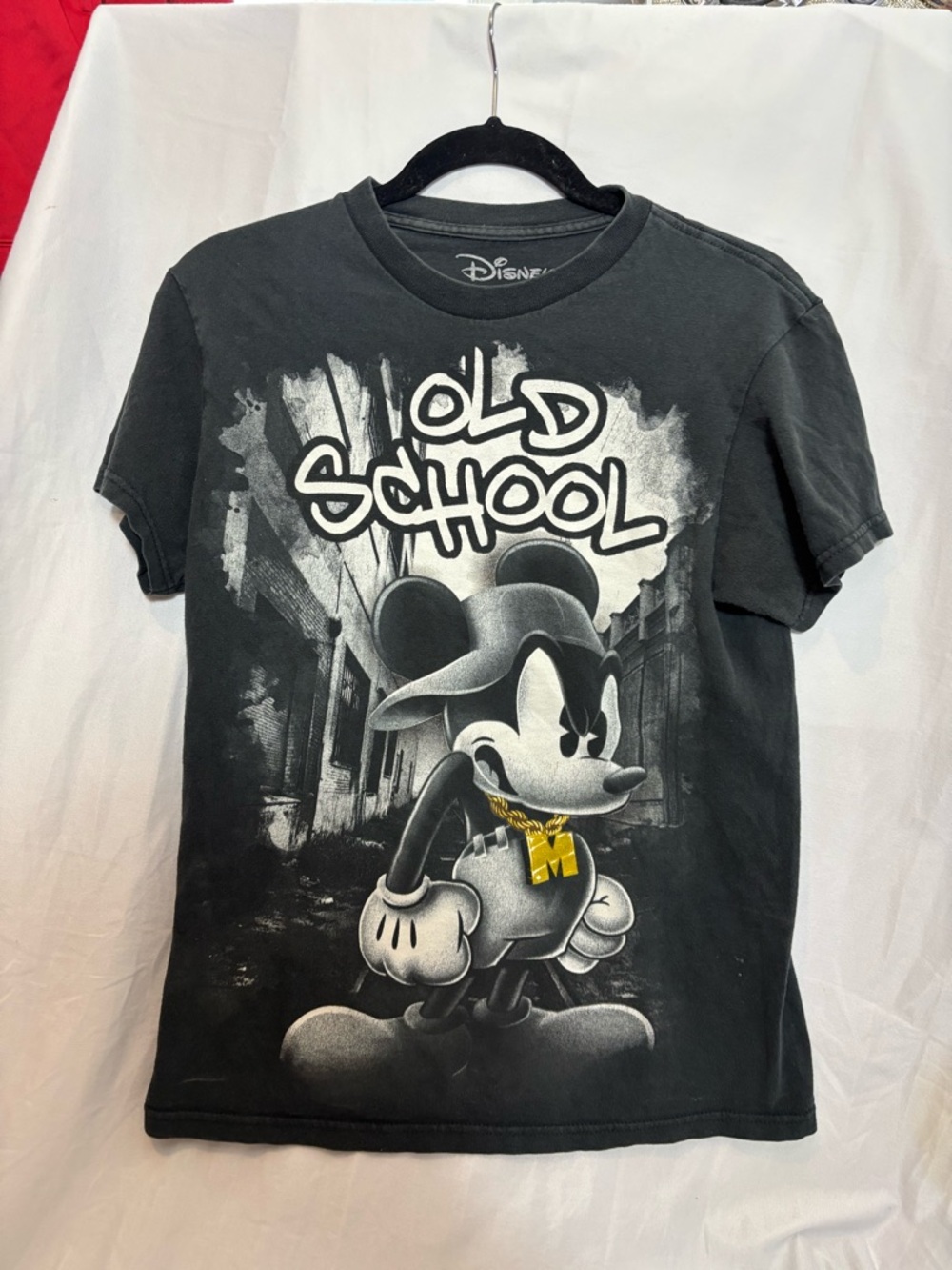 Disney Black 'Old School' Mickey Graphic Tee with Gold Accent